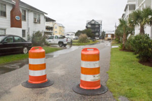A blocked off side street between Canal Drive and Carolina Beach Avenue North in Carolina Beach after a recent storm. Photo by Hannah Leyva.