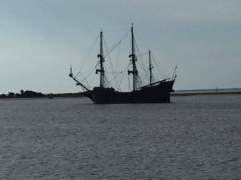 Visitors to Southport's waterfront were able to catch a glimpse of El Galeon as it made its way to the Port City. Photo by Ben Frazier.