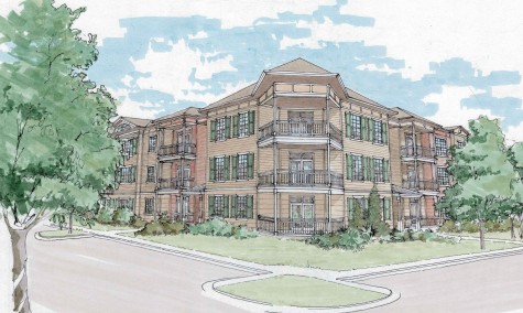 A rendering of the luxury apartment complex in Brunswick Forest. The first phase of construction is expected to be finished in fall 2017. Courtesy images.