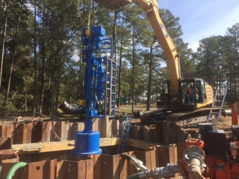Crews are installing a byline to alleviate water issues while permanent repairs to the broken water main in Brunswick County can be made. Courtesy of the Cape Fear Public Utility Authority.