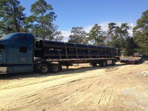 Replacement pipes for the broken water main line in Brunswick County. Courtesy of the Cape Fear Public Utility Authority.