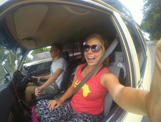 Cameron Seagle and Natasha Alden driving in their Land Crusier. (Courtesy The World Pursuit instagram)