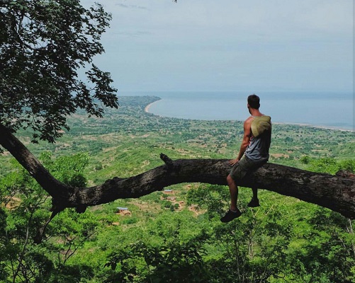 Cameron Seagle looks over Livingstonia, Malawi. (Courtesy The World Pursuit instagram)