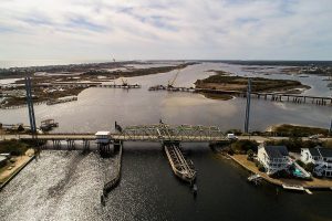 The current Topsail Island Swing Bridge, with it's new replacement under construction behind.