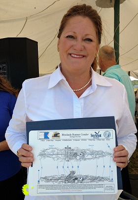 Susi Hamilton, Secretary of North Carolina's Department of Natural and Cultural Resources dedicated the blockade runner Condor as the first in what she hopes will be a series of Heritage Dive Sites off North Carolina's Coast. The Condor is off Federal Point. (Port City Daily photo/KATHY WELLIVER)