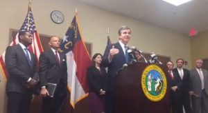 Governor Roy Cooper addressed the media Monday morning to discuss GenX in the Cape Fear River (Port City Daily Photo/MICHAEL PRAATS)