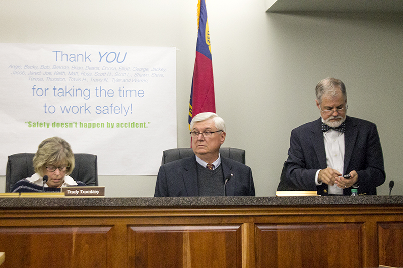 Anti-RO commissioners Trudy Trombley, Bill Beer and Jeff Gerken at an H2GO meeting earlier this year. Critics have accused all three commissioners as being "plants" for Leland. (Port City Daily photo/Johanna Ferebee)