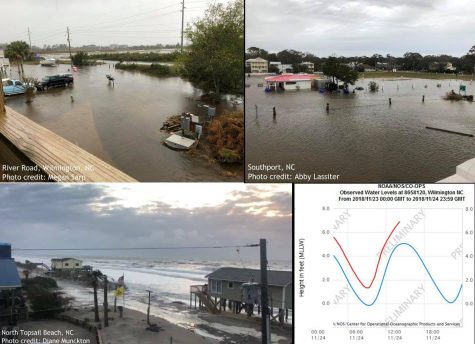 On Saturday morning the National Weather Service in Wilmington posted on their Facebook page, "High tide has passed at the beaches, but water is still rising up the Cape Fear River where high tide will occur at downtown Wilmington around 10:15 this morning. Photos shared with us show very high water in Southport, Wilmington, and earlier at North Topsail Beach. A Coastal Flood Warning remains in effect until noon for areas along the Cape Fear River near and south of Wilmington." (Port City Daily photo/Courtesy US National Weather Service)