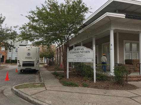 FEMA officials have set up shop at the main office of Jervay Communities in Wilmington. The agency knew for over a week about the impending evictions, as did local officials, but apparently could not warn tenants. (Port City Daily photo / Benjamin Schachtman)