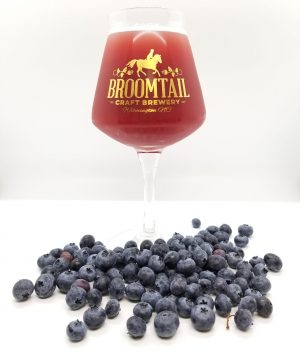 Broomtail's Blueberry Passion Fruit Bam, a golden sour fermented with blueberries and pomegranate. (Port City Daily photo/Courtesy Broomtail Craft Brewery)