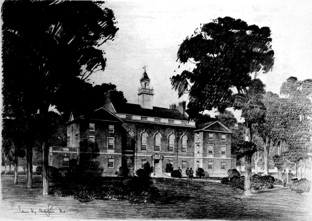 An old drawing of the Pender County Courthouse. (Courtesy NC Department of Natural and Cultural Resources)