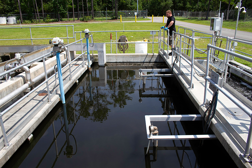 Brian Griffith, H2GO’s wastewater plant superintendent, said in 2019 the Belville plant was operating at full capacity. (Port City Daily photo/Johanna F. Still)